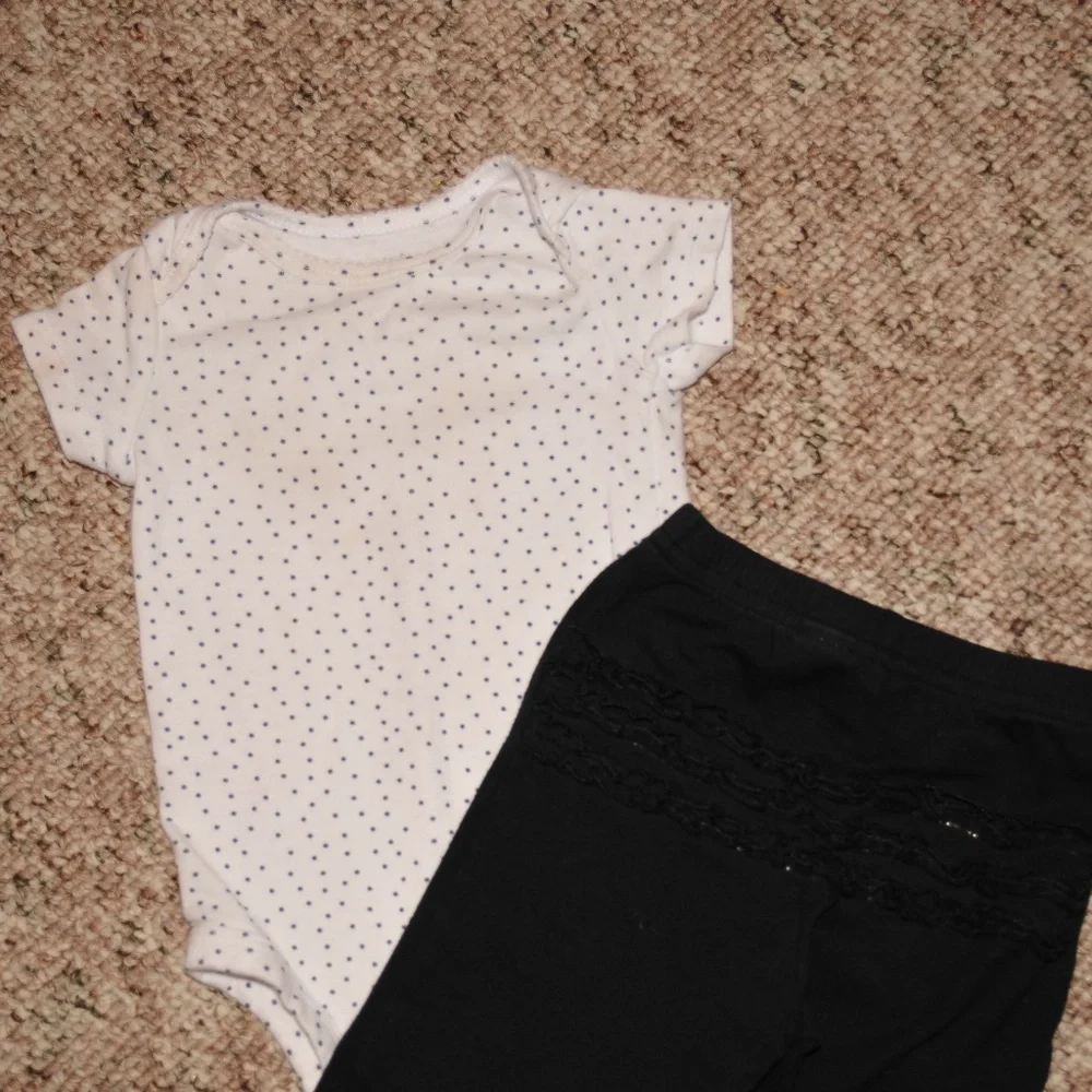 Girls White / Black Poka Dot‎ Outfit 3-6 4006*